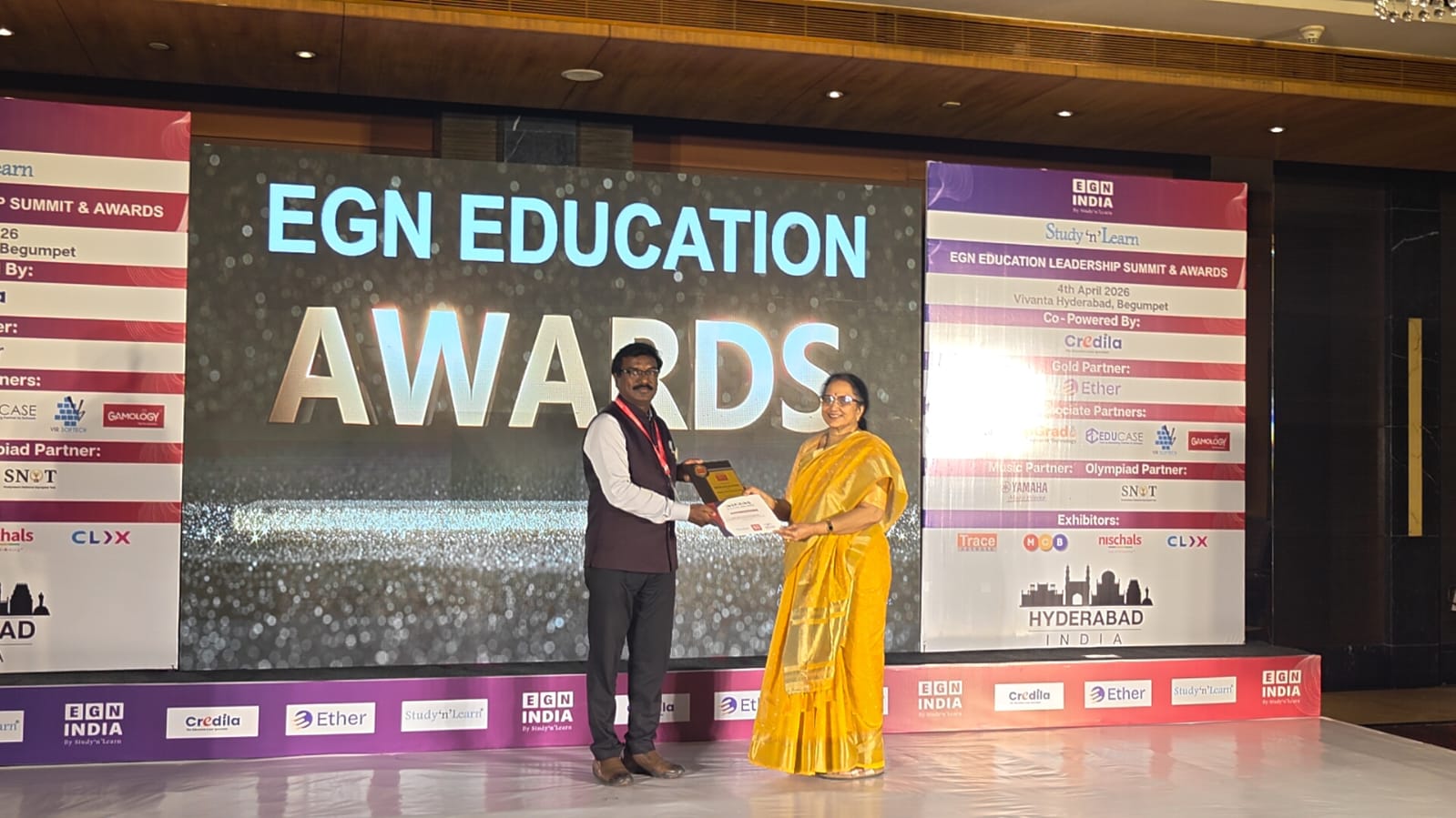 04-04-2026 - Congratulation - Dr. Ch. Kantlam received Inspiring Education Hero Award from EGN India